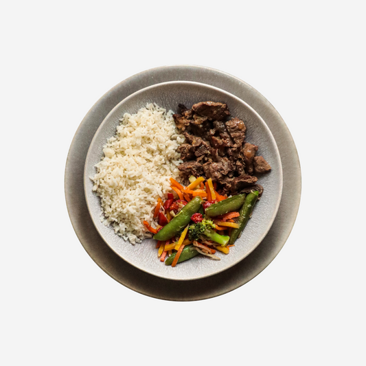 Rinderwok mit Teriyakisauce und Basmatireis